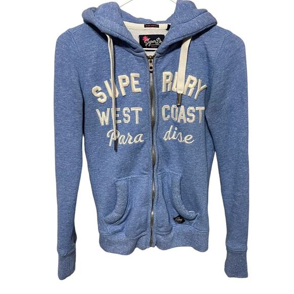 Superdry Full‎ Zip Light Blue Hoodie - Picture 1 of 9
